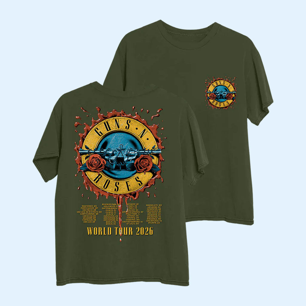 Guns N' Roses Merch 2026 World Tour 2026 Schedule T-Shirt Presents For Rock Lovers