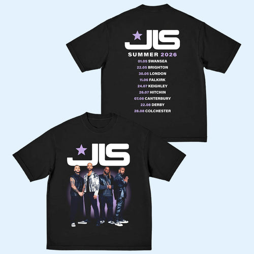 JLS Merch 2026 JLS Summer Tour Dateback Black T-Shirt Gift For Music Lovers