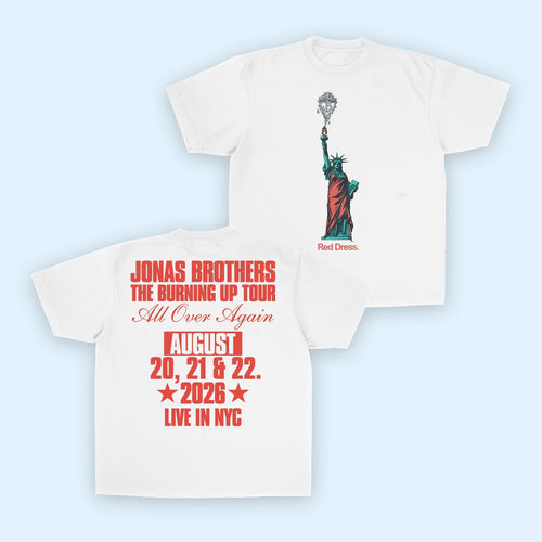 Jonas Brothers Merch 2026 The Red Dress NYC Landmark T-Shirt Gift For Music Lovers