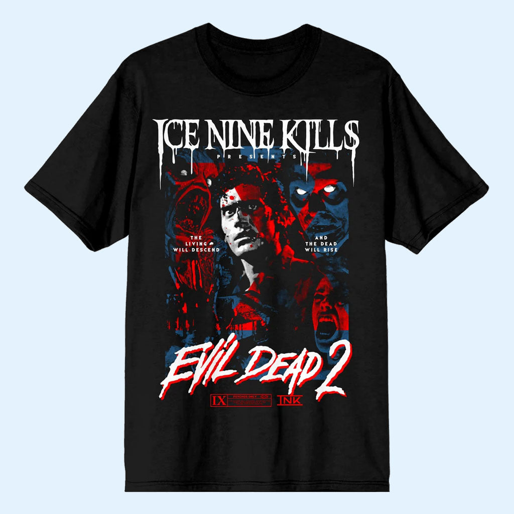 Ice Nine Kills Merch 2026 Dead Will Rise T-Shirt Black INK X Evil Dead 2 Merch Halloween Gifts
