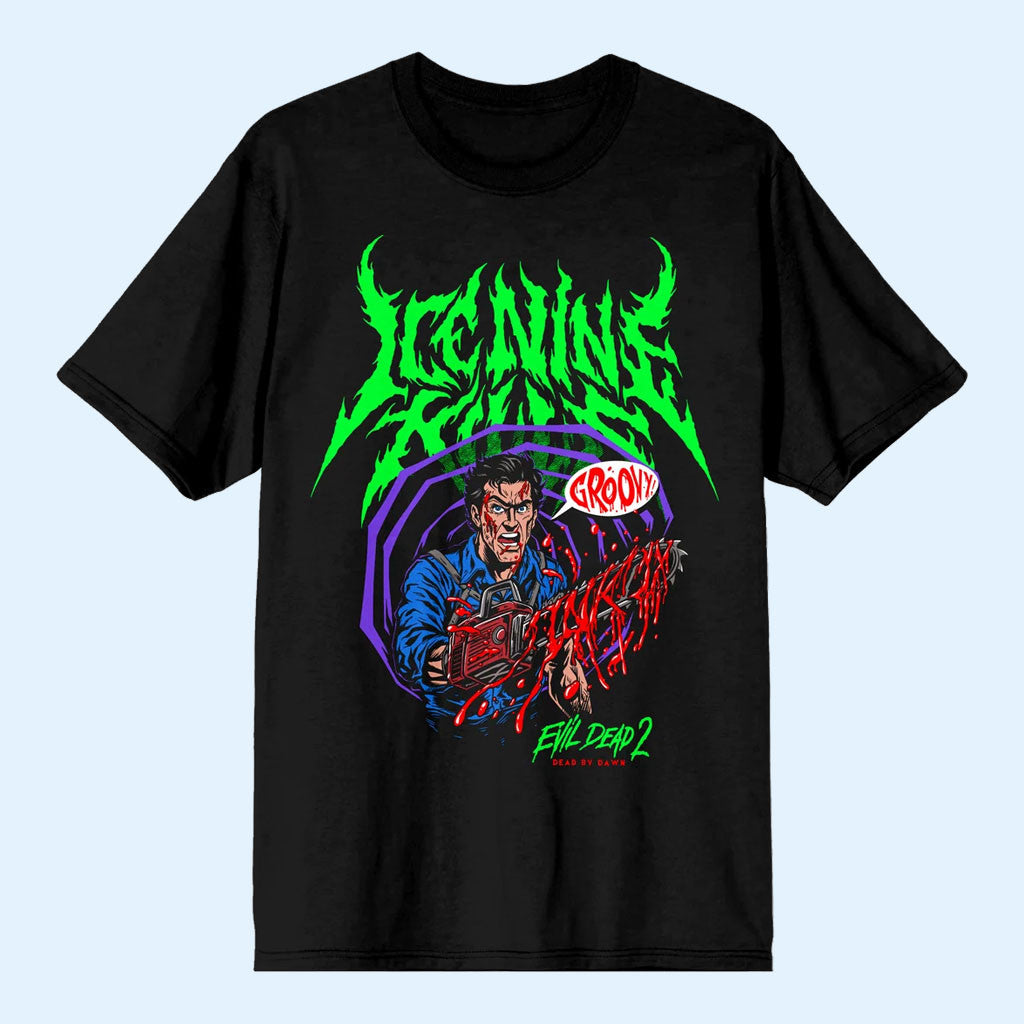 Ice Nine Kills Merch 2026 Blood Guts And Groovy T-Shirt INK X Evil Dead 2 Merch Fan Gifts