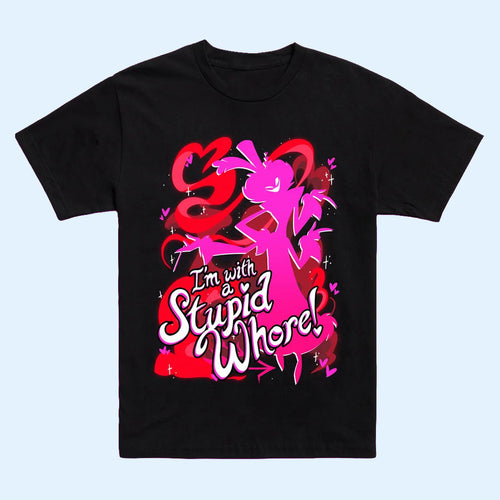 Hazbin Hotel Merch 2026 Valentino BFF T-Shirt I'm With A Stupid Whore Shirt Gift For Friends
