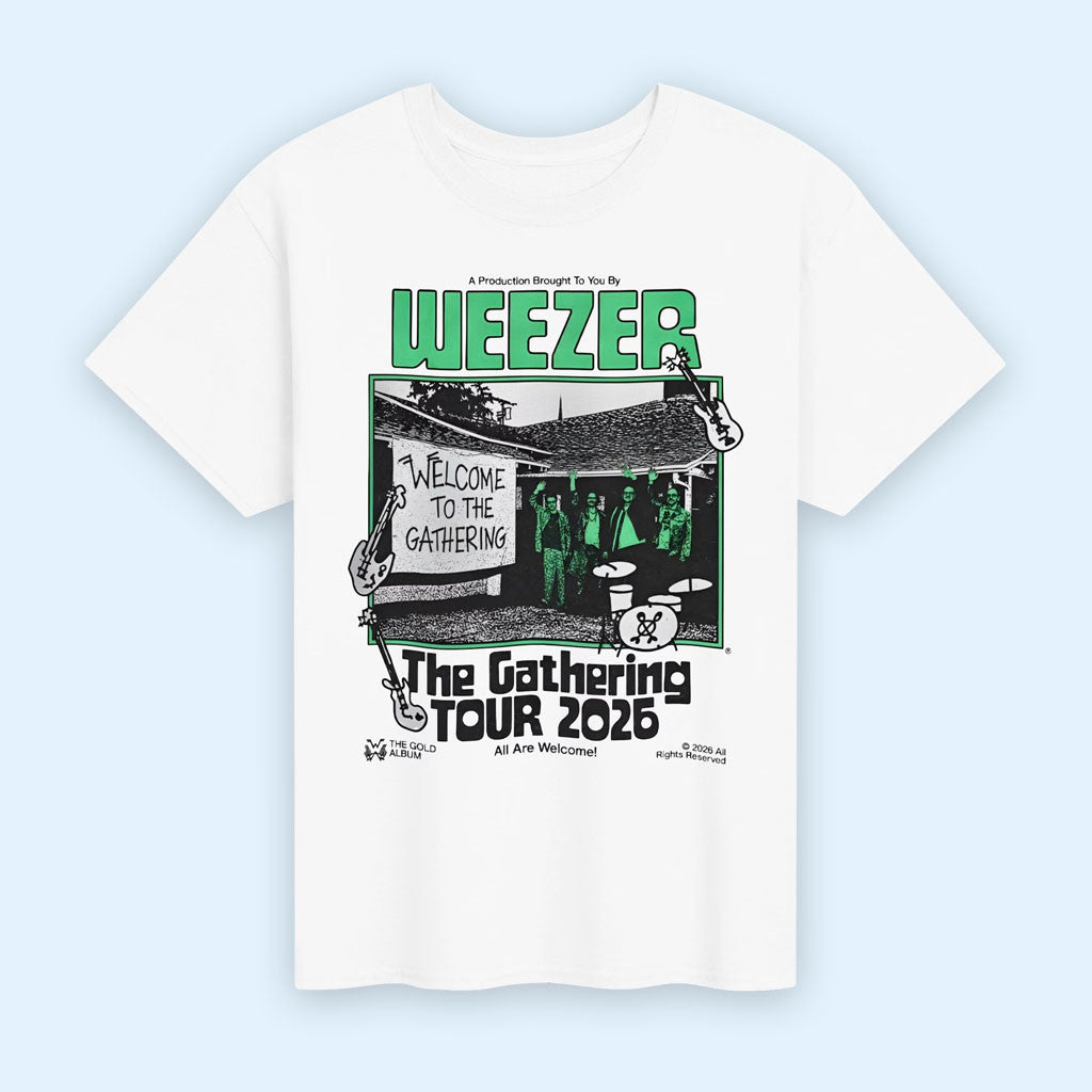 Weezer Merch 2026 Band T-Shirt White Weezer The Gathering Tour Merch Best Gifts For Rock Fans