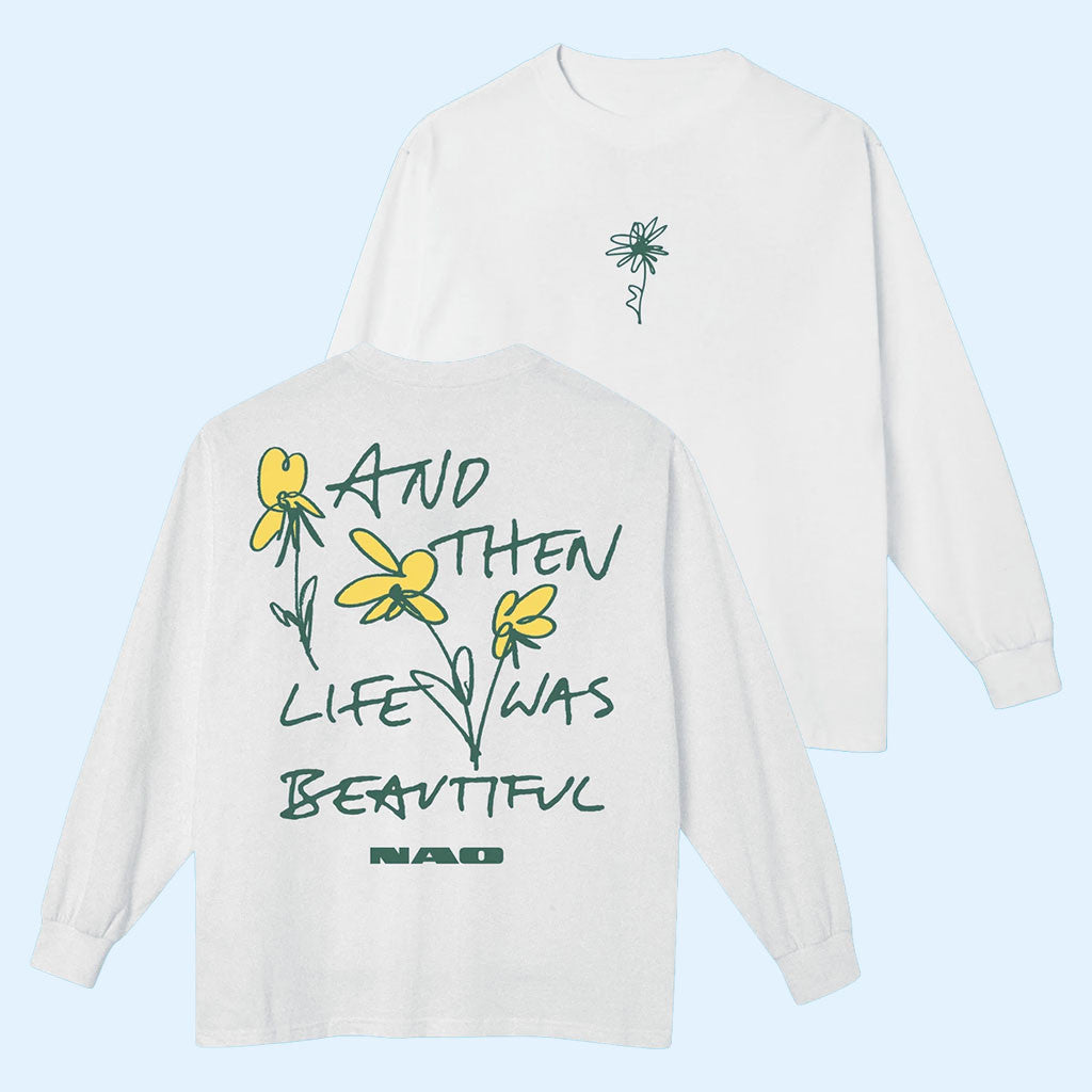 NAO Merch 2026 Life Was Beautiful White Long Sleeve Shirt Music Gifts For Music Lovers