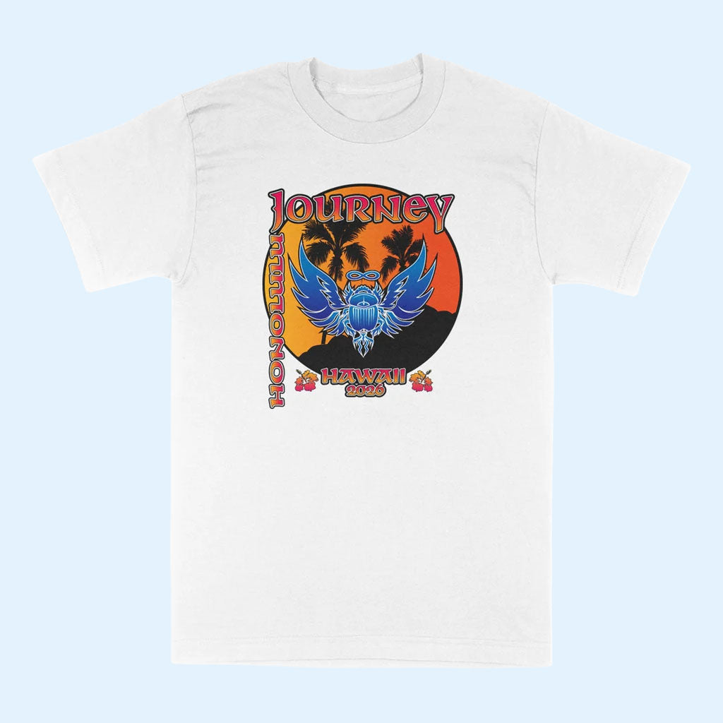 Journey Music Merch 2026 White Hawaii Event T-Shirt Cool Gifts For Music Lovers