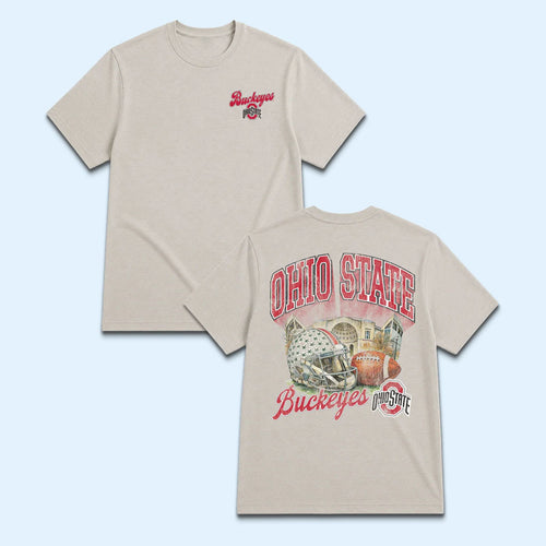 Ohio State Football Merch 2026 Ohio State Buckeyes Distressed Vintage Football T-Shirt Fan Gift