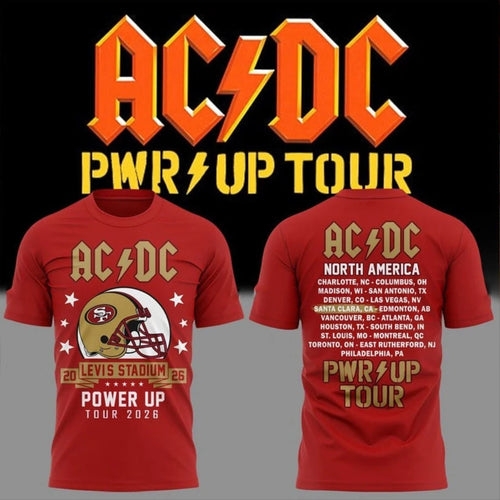 ACDC Merch 2026 Power Up Tour Logo T-Shirt ACDC X San Francisco 49ers Merch Gift For Music Fans