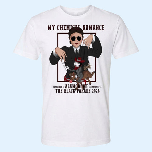My Chemical Romance Merch MCR The Black Parade 2026 T-Shirt Sept 12 At Alamodome In SA TX Tee