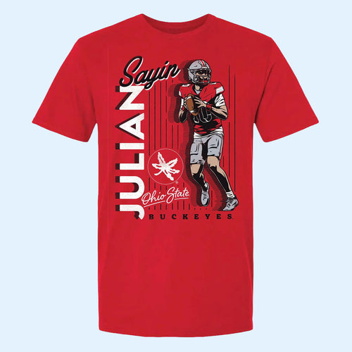 Ohio State Football Merch 2026 Buckeyes Football Student Athlete #10 Julian Sayin Motion T-Shirt