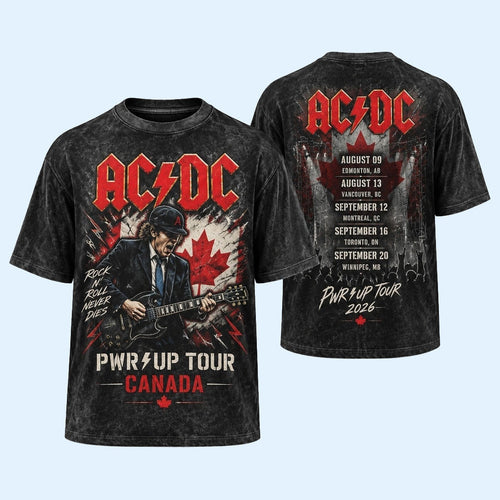 ACDC Merch 2026 ACDC PWR UP Tour Canada 2026 Rock N Roll Never Dies Vintage T-Shirt Fan Gear