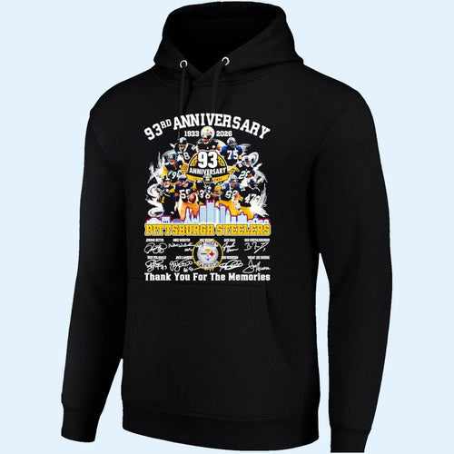 Pittsburgh Steelers Merch Steelers 93rd Anniversary Legends Signature Hoodie Football Fan Gifts