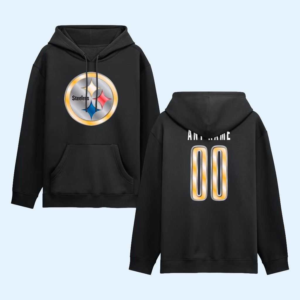 Personalized Pittsburgh Steelers Merch 2026 Pittsburgh Steelers Metallic Mascot Hoodie Black