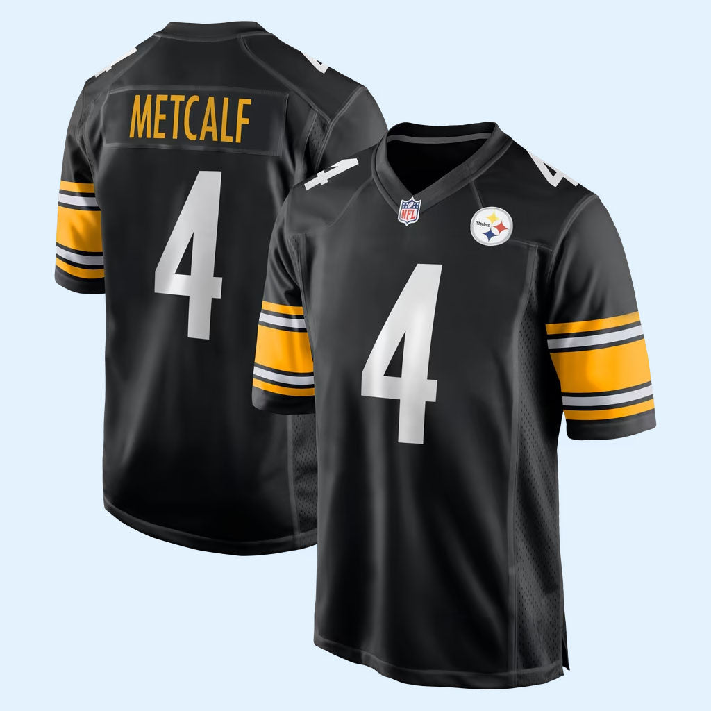 #4 DK Metcalf Jersey Shirt Pittsburgh Steelers Merch 2026 Black Game Player Jersey Fan Gear