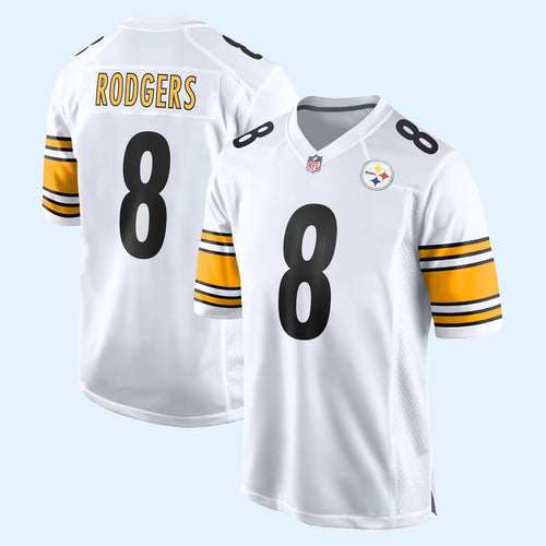 Aaron Rodgers Jersey Shirt Pittsburgh Steelers Merch #8 White Game Jersey Football Fan Gifts