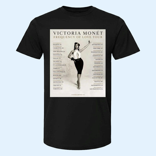 Victoria Monet Merch VM Frequency Of Love Tour 2026 North America Schedule Dates T-Shirt Black