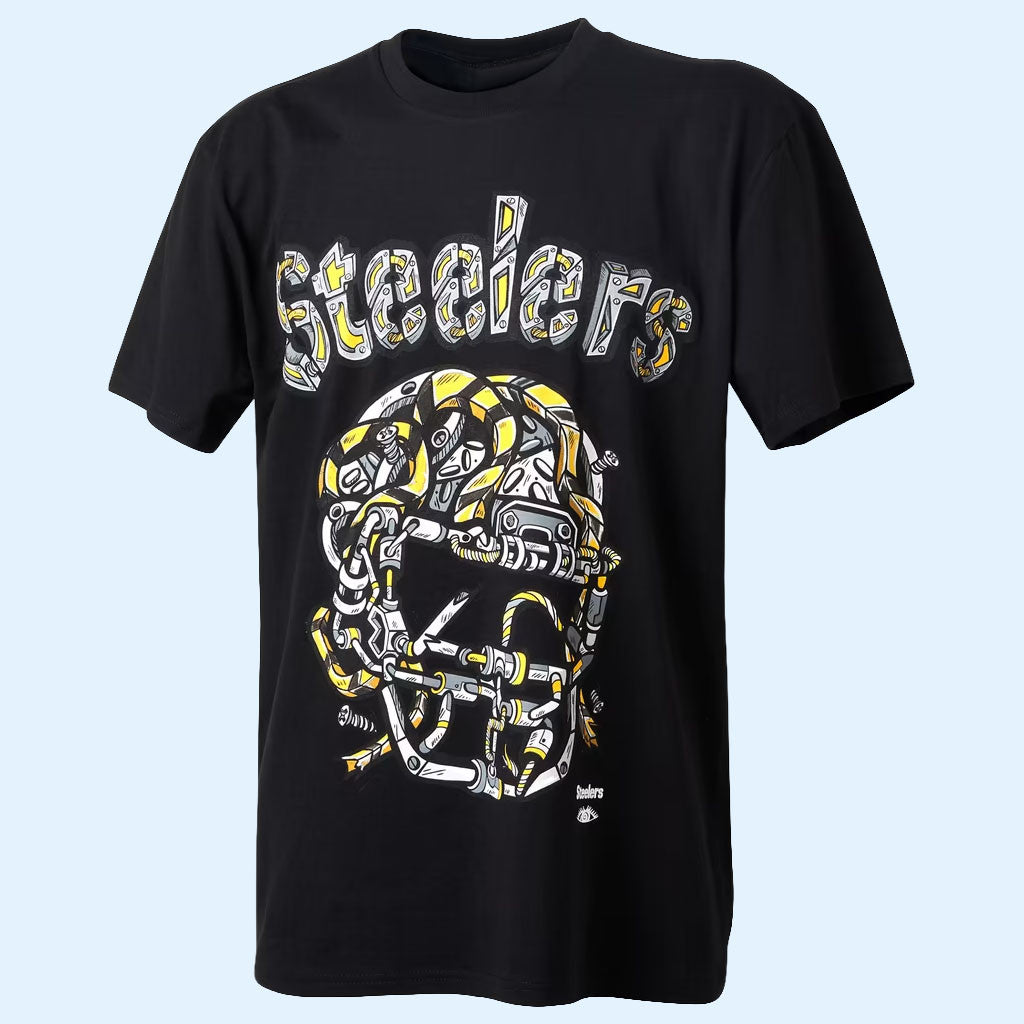 Pittsburgh Steelers Merch 2026 Pittsburgh Steelers Distortedd Black Leaders T-Shirt Fan Gear
