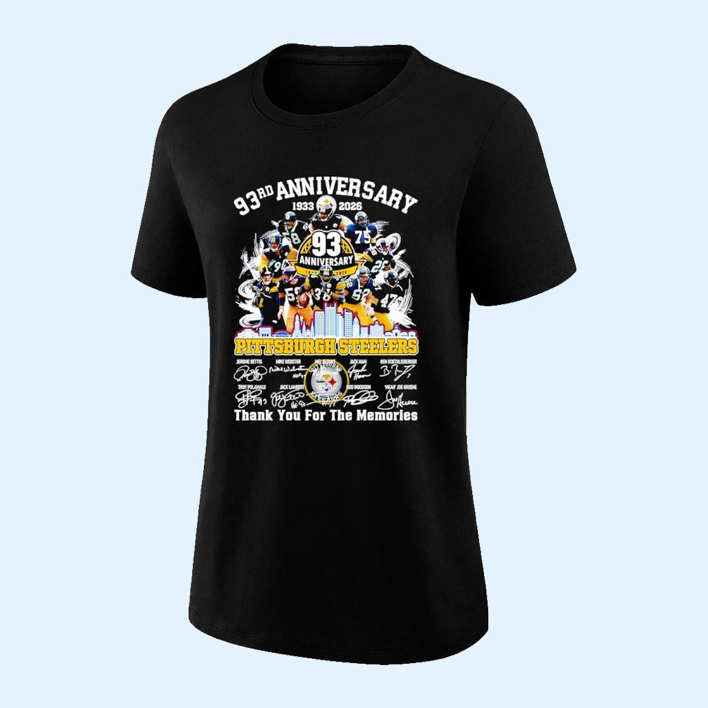 Pittsburgh Steelers Merch 93rd Anniversary Legends Signature T-Shirt Gift For Football Lover