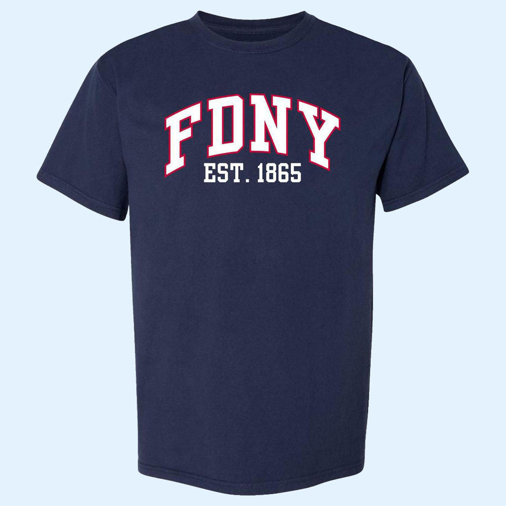 FDNY Merch 2026 College T-Shirt Navy FDNY Shirt Gifts Ideas For Firefighter