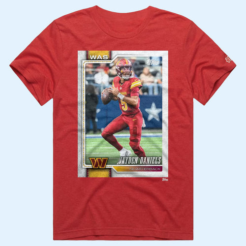 Washington Commanders Merch Jayden Daniels Quarterback Topps Trading Card T-Shirt Fan Gifts