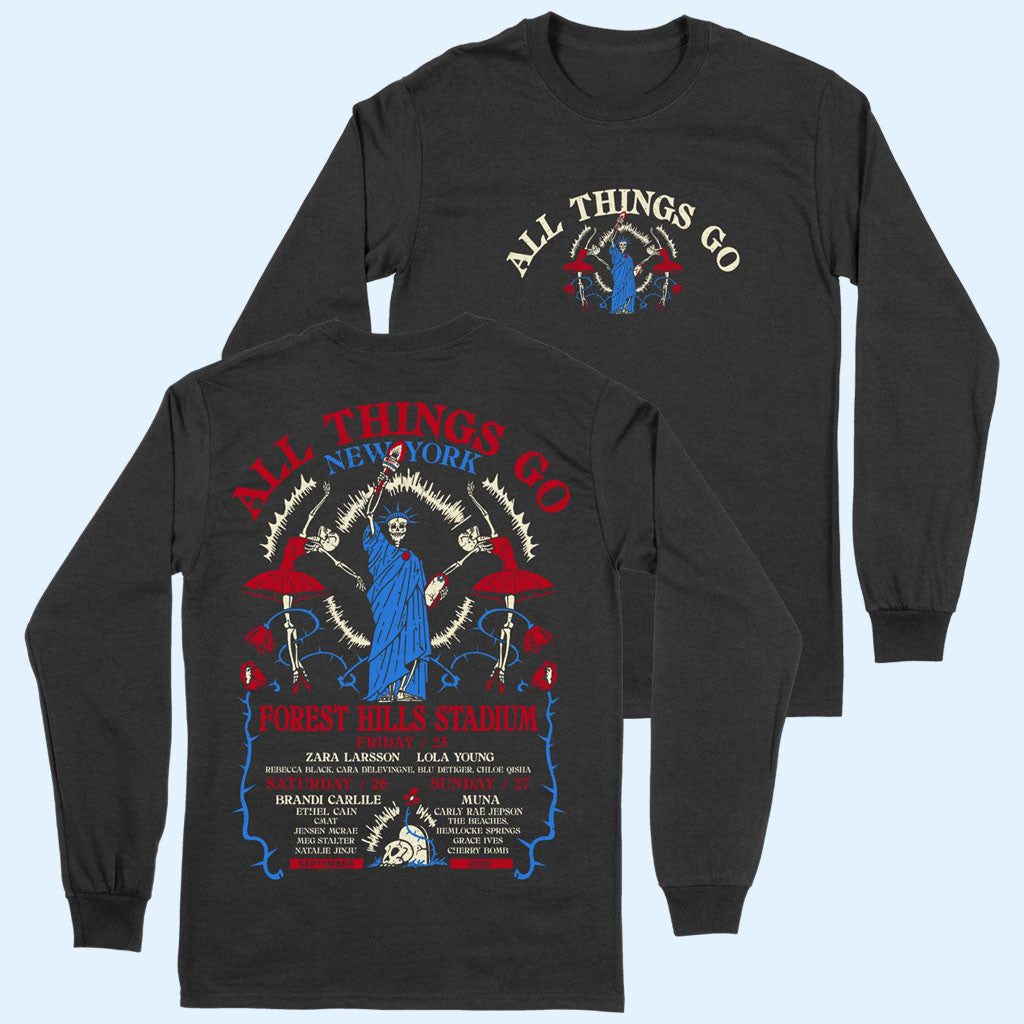 All Things Go Festival Merch 2026 NYC Skeleton Ball Long Sleeve Shirt Music Gift Ideas