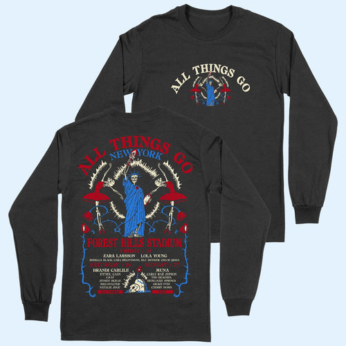 All Things Go Festival Merch 2026 NYC Skeleton Ball Long Sleeve Shirt Music Gift Ideas
