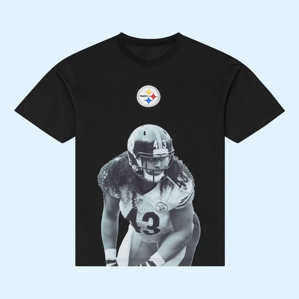 Pittsburgh Steelers Merch #43 Troy Polamalu Black Retired Solo Player T-Shirt Football Fan Gift