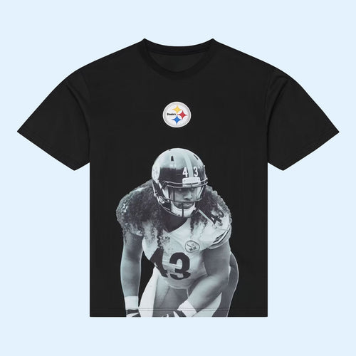 Pittsburgh Steelers Merch #43 Troy Polamalu Black Retired Solo Player T-Shirt Football Fan Gift