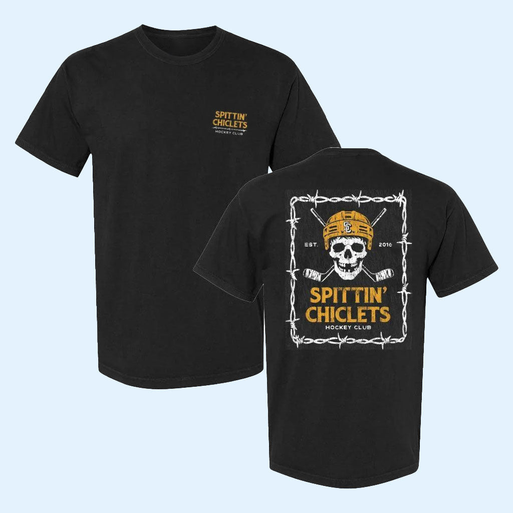 Spittin Chiclets Hockey Club Skull T-Shirt Spittin Chiclets Merch Gift For Podcast Lovers