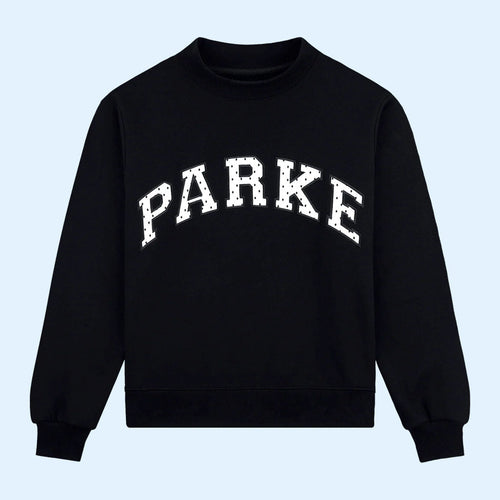 Parke Merch Polka Dot Letter Varsity Sweatshirt Black 2026 Present For Sisters