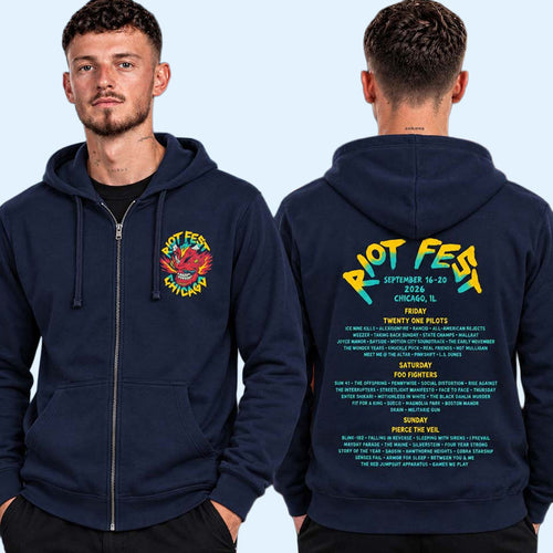 Riot Fest 2026 Chicago Merch Devil Lineup Zip Hoodie Music Concert Outfit Gift For Fans