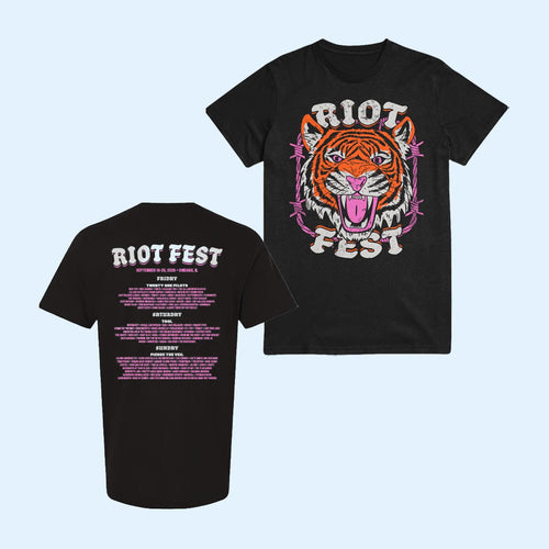 Riot Fest 2026 Chicago Merch Tiger Lineup T-Shirt Cool Gifts For Music Lovers