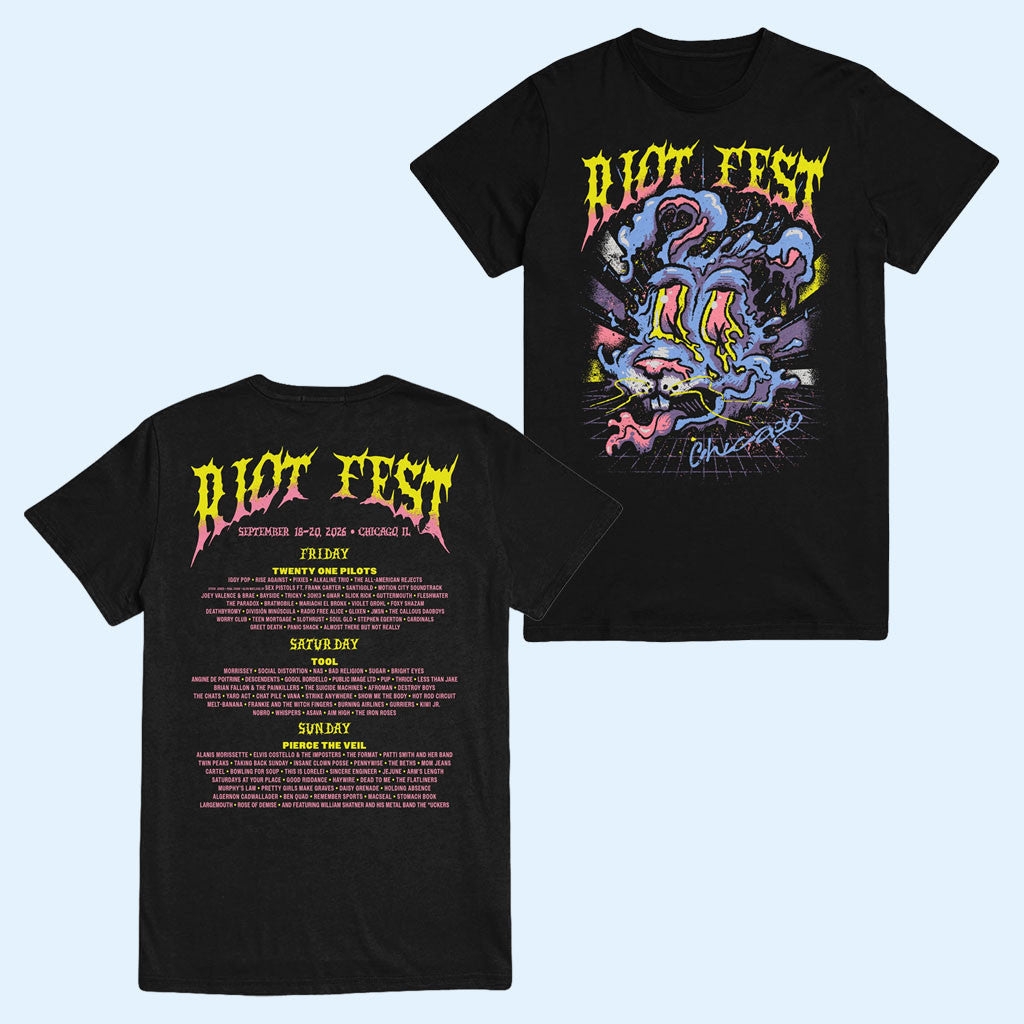 Riot Fest 2026 Chicago Merch Psychedelic Bunny Lineup T-Shirt Present Ideas For Music Lovers