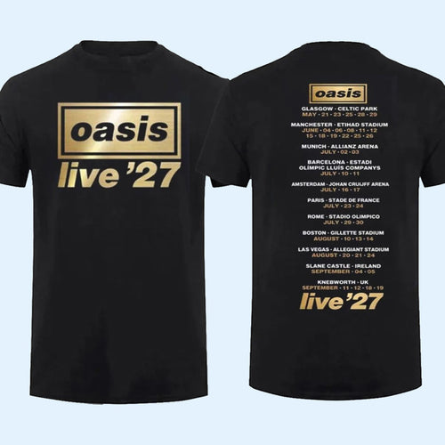 Oasis Live 27 UK And EU Tour 2027 Schedule Dates Logo T-Shirt Oasis Merch Gift For Music Lover