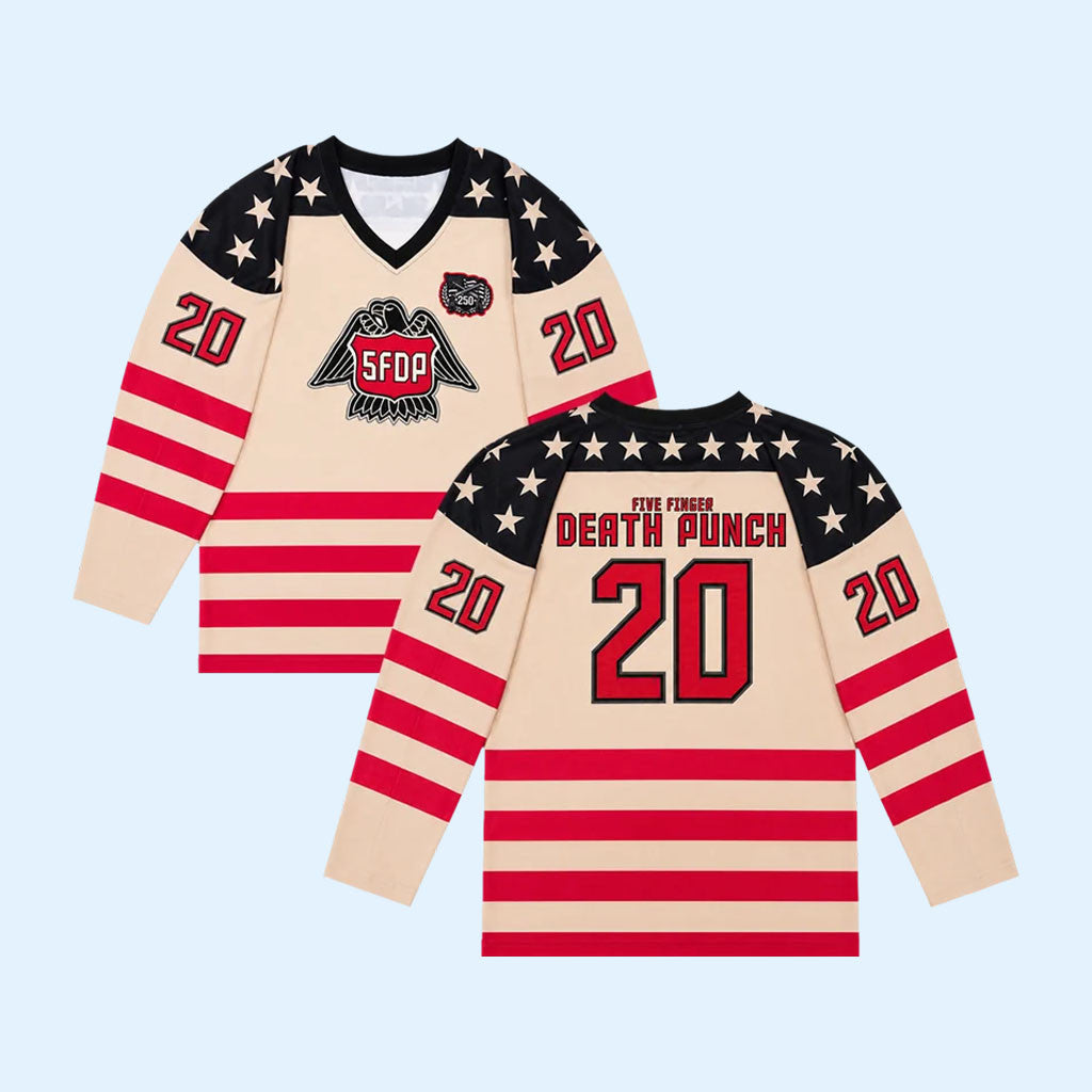 Five Finger Death Punch Merch 20th Anniversary Hockey Jersey 2026 FFDP Merch Gift For Fans
