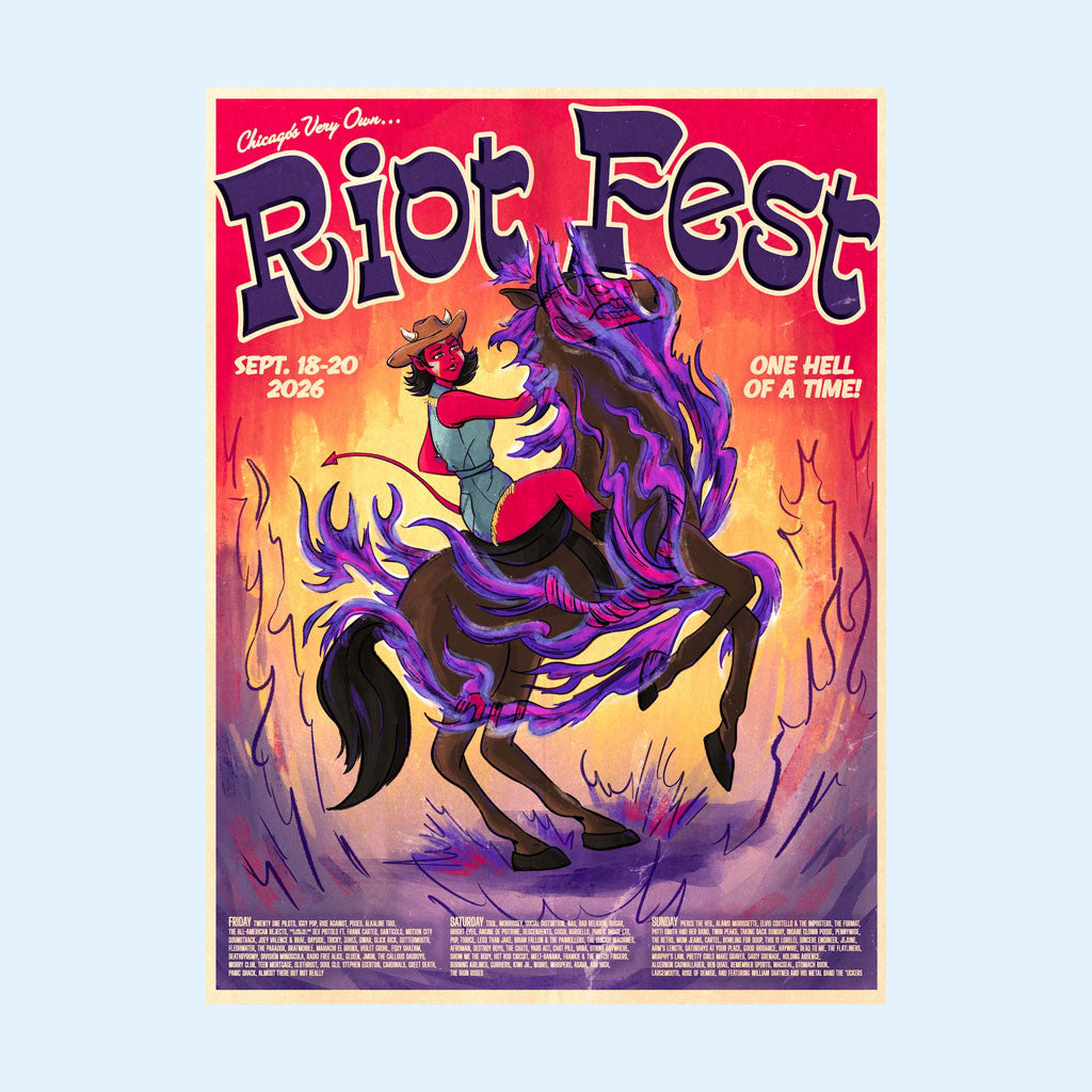 Riot Fest 2026 Chicago Merch Devil Cowgirl Lineup Poster Wall Art Decor For Living Room