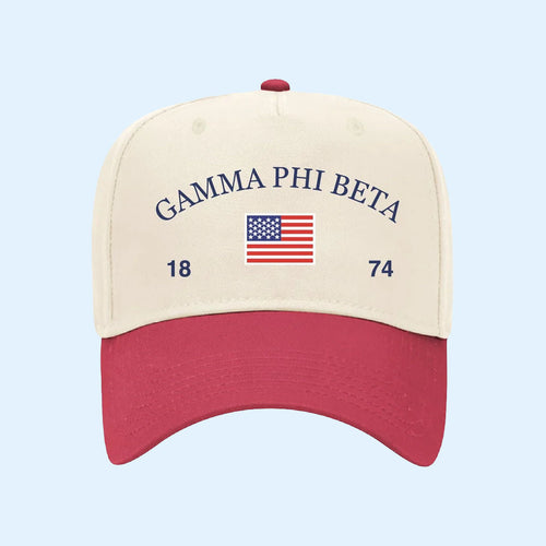 Gamma Phi Beta Merch 2026 Old Glory Embroidered Sorority Hat Gift Ideas For Members