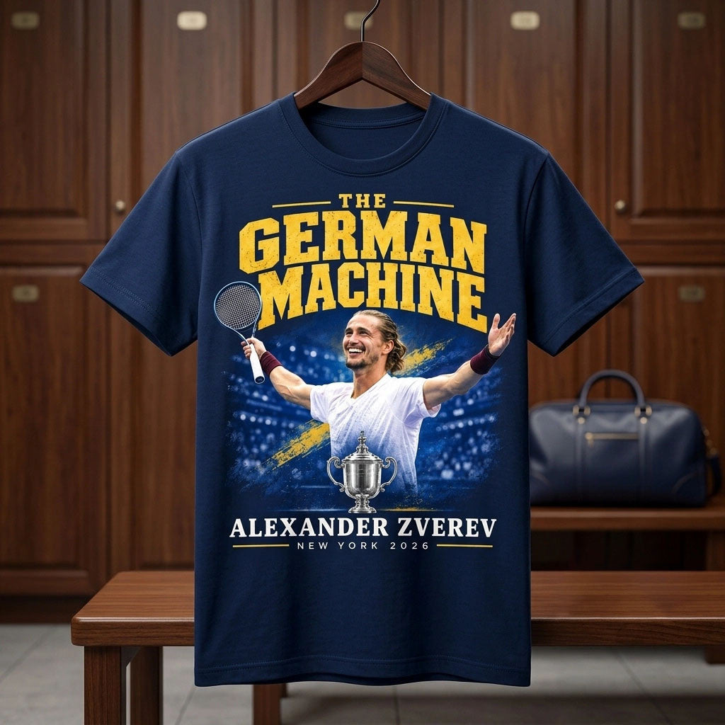 Alexander Zverev Merch 2026 Zverev The German Machine US Open Tennis Champion T-Shirt Fan Gifts