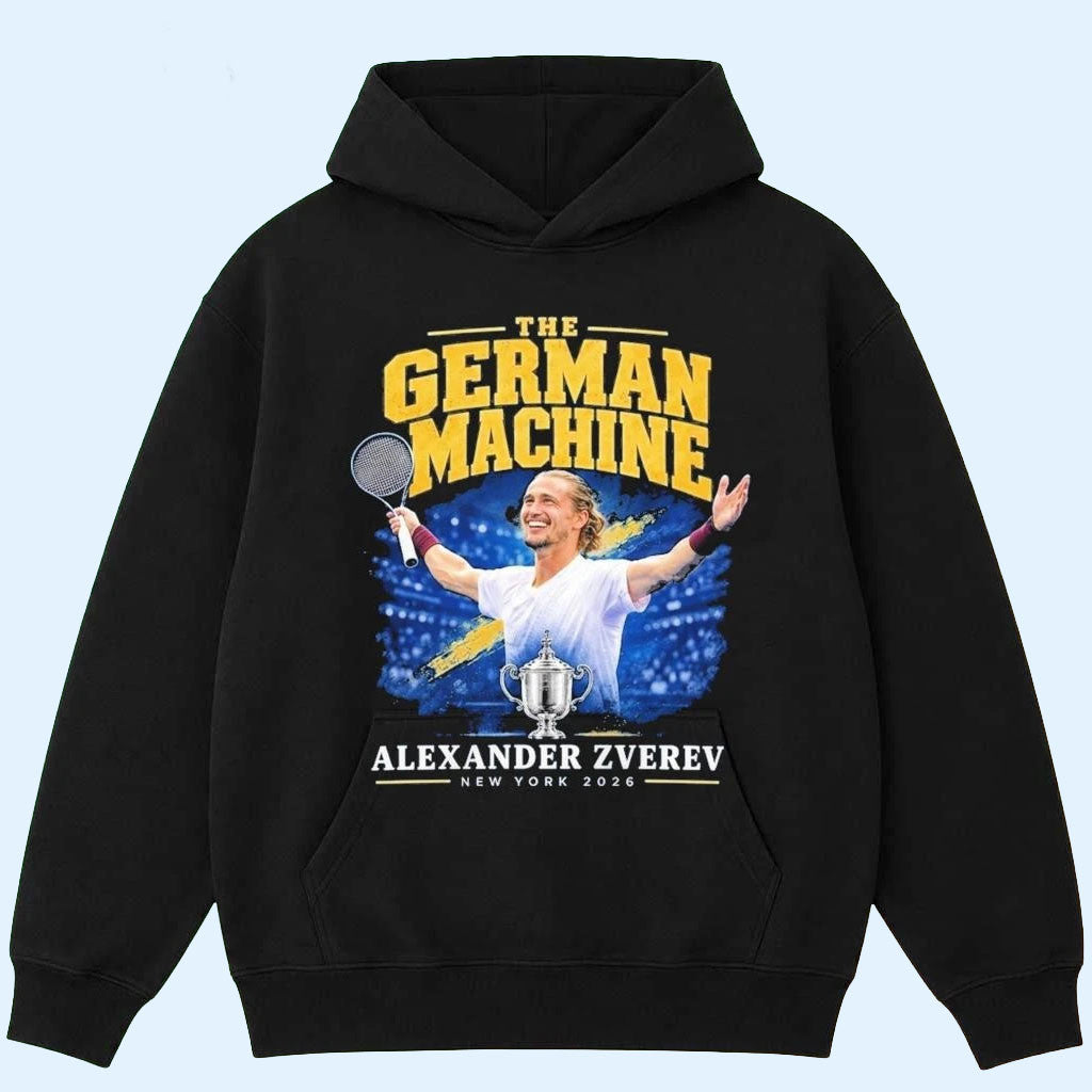 Alexander Zverev Merch 2026 Alexander Zverev The German Machine US Open Tennis Champion Hoodie
