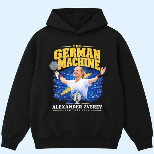 Alexander Zverev Merch 2026 Alexander Zverev The German Machine US Open Tennis Champion Hoodie