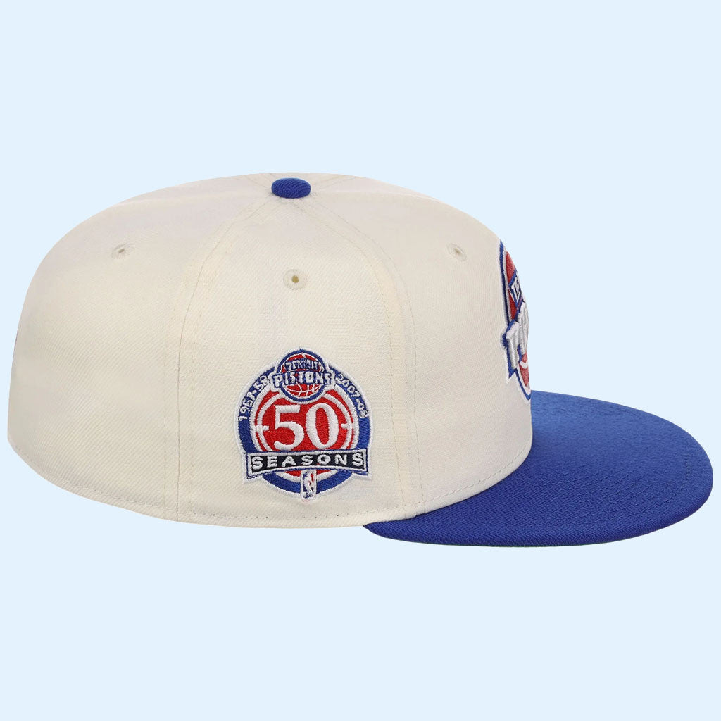 NBA Chrome OTC X Lids Hat Drop Merch Detroit Pistons New Era Snapback Hat Basketball Fan Gear