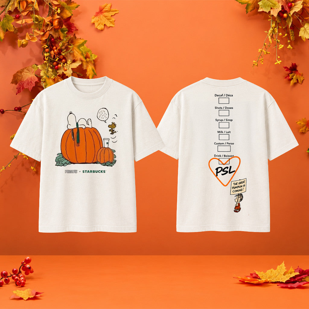Starbucks X Peanuts Merch 2026 Snoopy T-Shirt The Great Pumpkin Is Coming Shirt Fall Gift Ideas