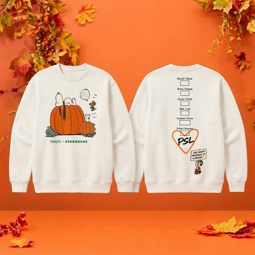 Starbucks X Peanuts Merch 2026 Snoopy Pumpkin Sweatshirt Cute Fall Apparel Gifts For Fans