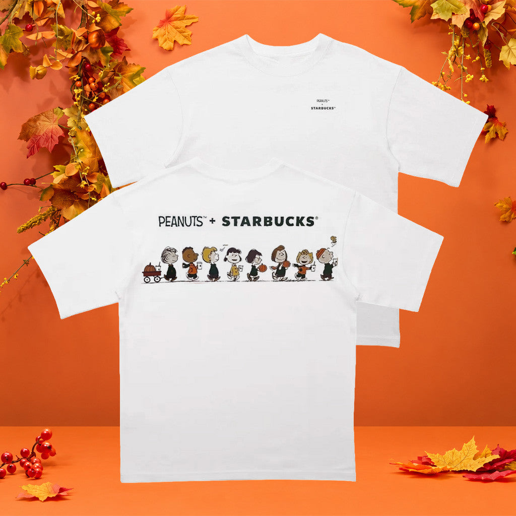 Starbucks X Peanuts Merch 2026 Peanuts Characters T-Shirt Cute Cartoon Fall Apparel BFF Gifts