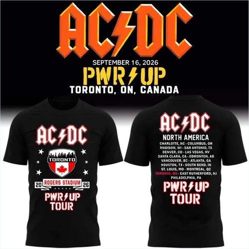 AC DC Merch Power Up Tour Toronto 2026 T-Shirt Rogers Stadium Event Shirt Gift For Band Fans