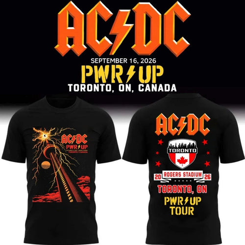 AC DC Merch PWR UP Tour Toronto T-Shirt Sept 16 2026 Rogers Stadium CN Tower Tee Fan Gifts