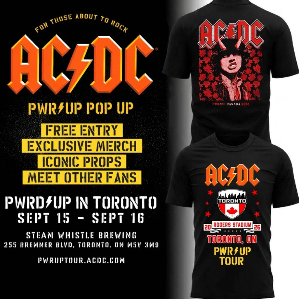 AC DC PWR UP Tour Toronto 2026 T-Shirt Angus Young Graphic Tee ACDC Merch Gift For Music Fans