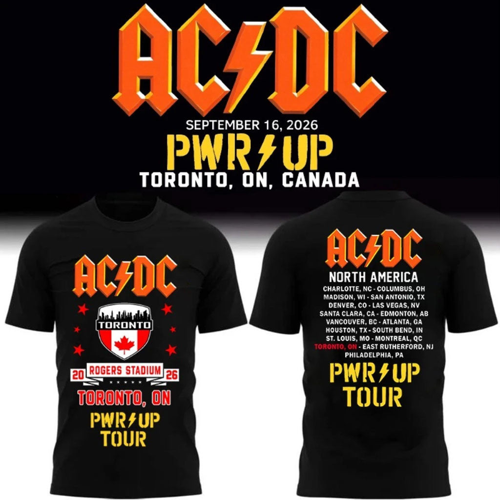 ACDC Toronto 2026 Shirt PWR UP Tour Rogers Stadium Sept 16 Canada Concert Tee ACDC Merch