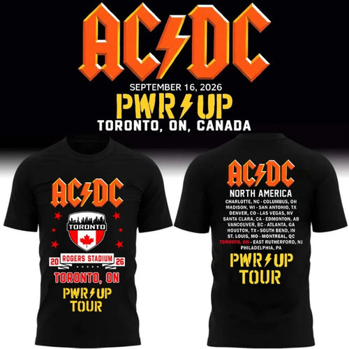 ACDC Toronto 2026 Shirt PWR UP Tour Rogers Stadium Sept 16 Canada Concert Tee ACDC Merch