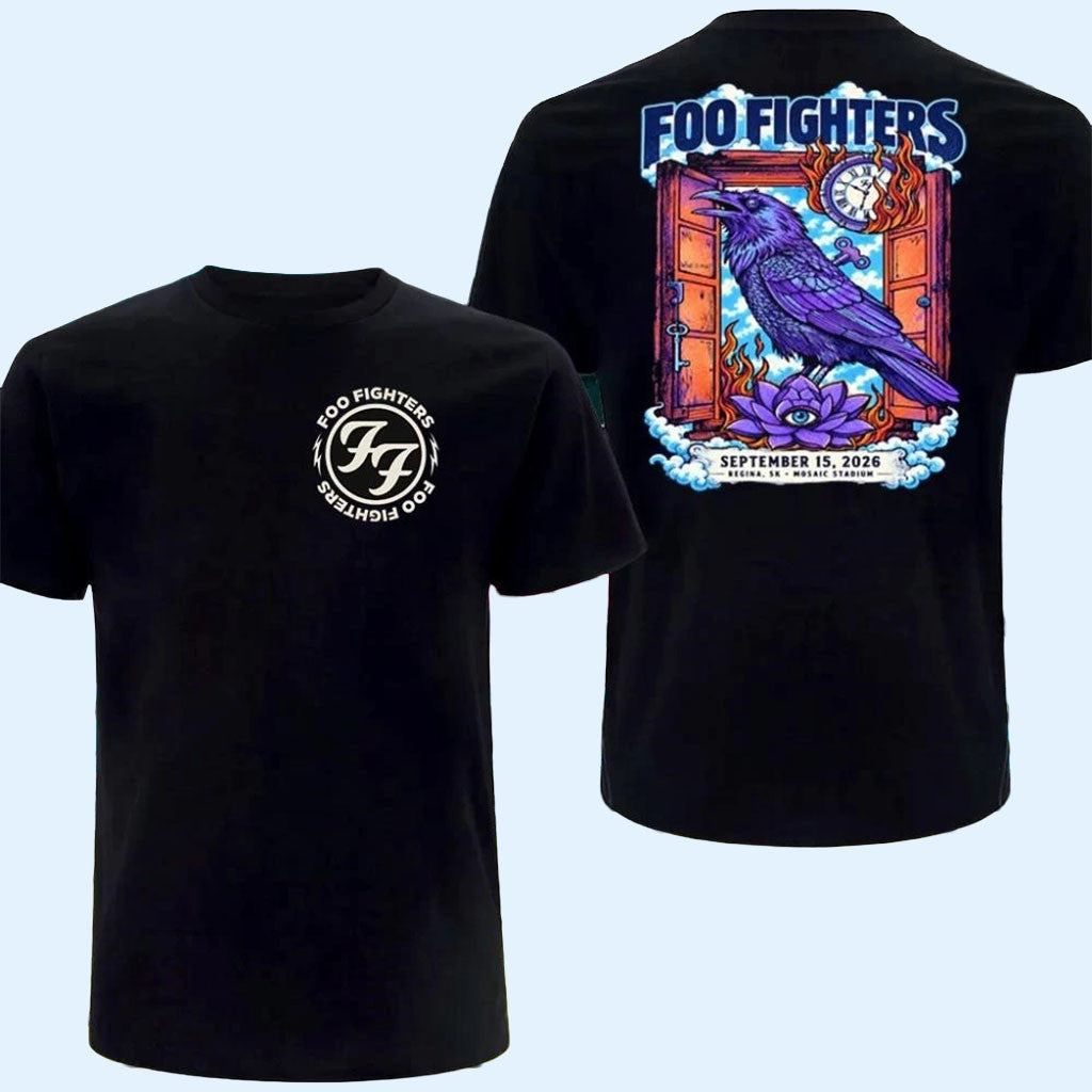 Foo Fighters Merch Live At Mosaic Stadium Regina Saskatchewan September 15 2026 T-Shirt Black