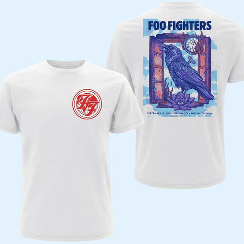Foo Fighters Tour Merch 2026 Foo Fighters Mosaic Stadium Regina Concert White T-Shirt Gifts